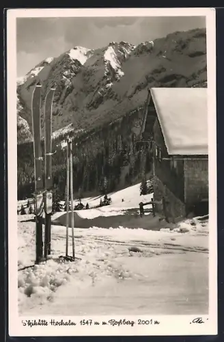 AK Pfronten i. Allg., Skihütte Hochalm im Winter