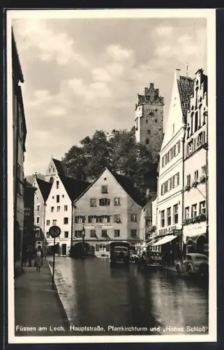AK Füssen am Lech, Hauptstrasse, Pfarrkirche und Hohes Schloss