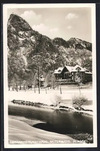 AK Oberammergau, Gasthaus Haus Osterbichl im Winter