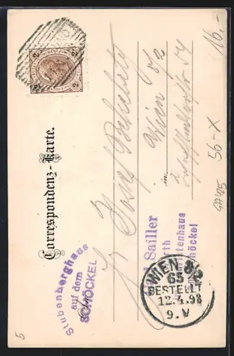 Lithographie Stubenberghaus, Schöckel, Aplenhotel, nördliche Aussicht, Graz