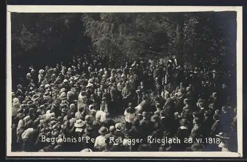 AK Krieglach, Begräbnis von Peter Rosegger 1918