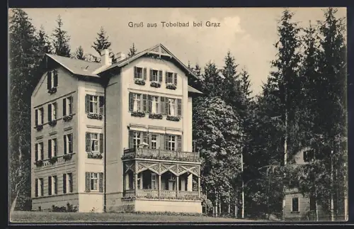 AK Tobelbad bei Graz, Blick auf die Rosenvilla