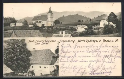 AK Maria Rehkogel b. Bruck, Ferd. Zisser`s Gasthaus Zur Linde, Kirche im Ort