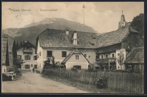 AK Tragöss, Strassenpartie mit Etschmairhof und Gasthof zur Post