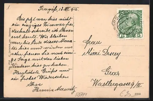 AK Tragöss, Strassenpartie mit Etschmairhof und Gasthof zur Post