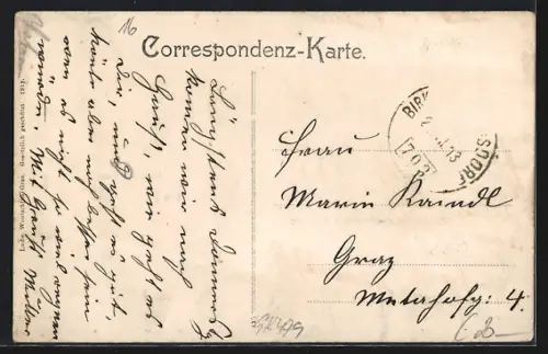 AK Puch a. Kulm, Gasthaus z. Feldseppl von Johann Gössl, Ansicht gg. Rabenwald