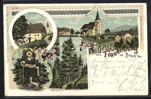 Lithographie Frauenberg, Franz Terlers Gasthaus, Wunderbaum