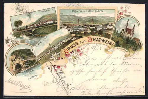 Lithographie St. Stefan a/G, Papier & Cellulose-Fabrik, Gratwein, Strassengel