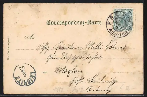 Lithographie Kalsdorf, Fabrik, Bahnhof, Schule, Kirchplatz