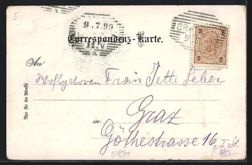 Lithographie Gratwein, Gasthaus Fuchsjäger, Fischerwirt, Ortsansicht mit Kirche, Bahnhofstrasse