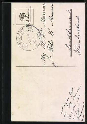 AK Reiterin im Damensattel auf einem Schimmel erhält Handkuss von einem Kavalier