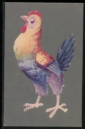 AK Buntes Huhn mit keckem Blick