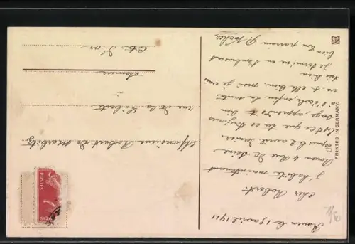 AK Fröhliche Ostern, Hahn mit einem Huhn