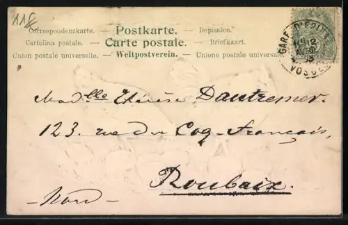 AK Henne und Hahn mit Ostereiern, Ostergruss