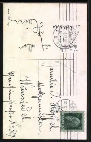 AK Kinder bauen einen Schneemann, Prosit Neujahr