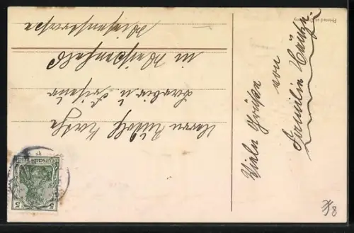 AK Kinder mit Kleeblattkorb finden Hufeisen, Neujahr