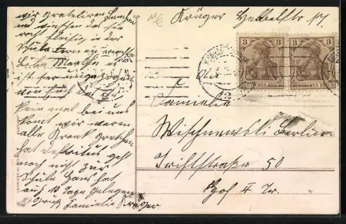 AK Kind mäht Rasen in einem Garten, Herzlichen Glückwunsch zum Geburtstag