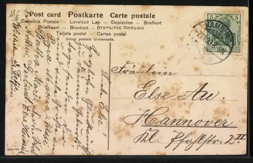 Präge-AK Drei Kinder mit Blumen, Herzlichen Glückwunsch zum Geburtstage