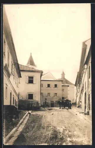 AK Peilstein /O. Ö., Strassenpartie mit Pferdekutsche