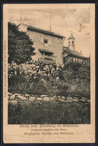 AK Hansberg im Mühlkreise, Gruppenbild vor einem Gasthaus