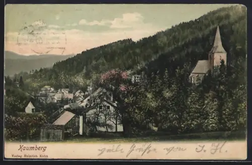AK Kaumberg, Ortsansicht mit Kirche
