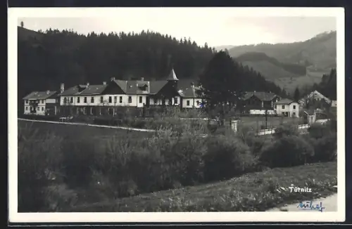AK Türnitz, Ortspanorama mit Strasse u. Umgebung