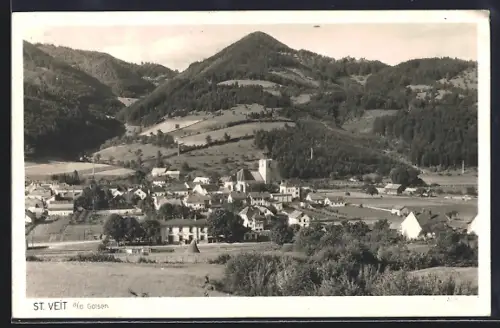 AK St. Veit a. d. Gölsen, Ortsansicht aus der Vogelschau