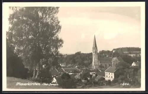 AK Mauerkirchen /Ober-Donau, Totalansicht mit Kirche aus der Vogelschau