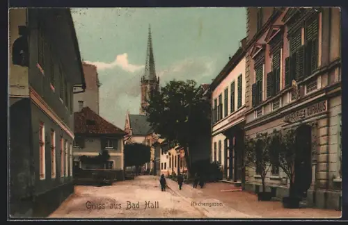 AK Bad Hall, Kirchengasse am Militär Curhaus