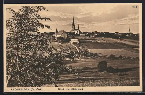 AK Leonfelden /O. Ö., Ortsansicht vom Steinwald aus