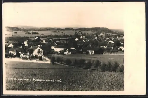 AK Neumarkt im Hausruckkreis, Ortsansicht mit Allee und Feldern