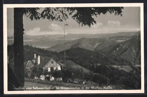 AK Weissenkirchen in der Wachau, Ausblick vom Seiberer-Gasthof