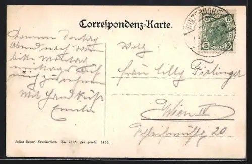 AK Winzendorf /Hohe Wand, Neue Welt, Eingang in die Prosset u. Radfahrer