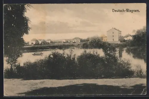 AK Deutsch-Wagram, Seeblick zur Stadt