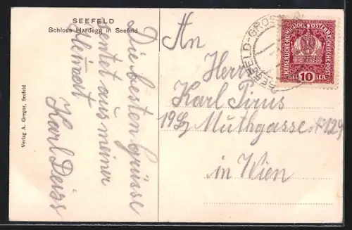 AK Seefeld / N.-Oe., Frontalansicht vom Schloss Hardegg