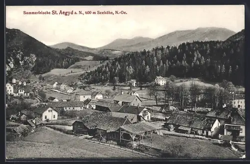AK St. Aegyd, mit Blick auf den Bahnhof