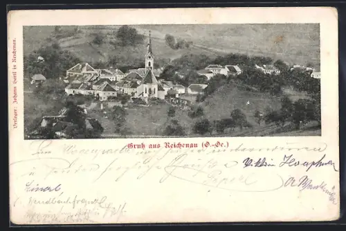 AK Reichenau /O.-Oe., Ortsansicht mit Kirchturm