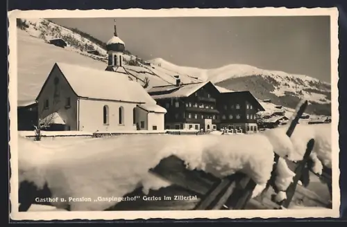 AK Gerlos im Zillertal, Gasthof und Pension Gaspingerhof mit Umgebung im Winter