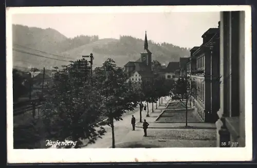 AK Kapfenberg, Strassenpartie mit Kirche