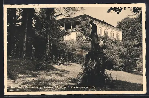 AK Gleichenberg, Göttin Flora mit Wickenburg-Villa