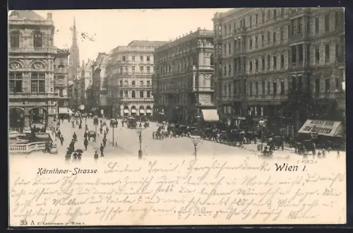 AK Wien, Kärntnerstrasse, Strassenpartie mit Oper und Stefansdom