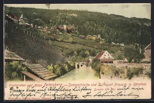 AK Friesach, Stadtgraben und Ruine Petersberg