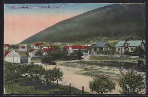 AK Winzendorf a.d. Schneebergbahn, Gesamtansicht aus der Vogelschau