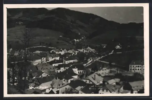 AK Weyer Markt, Teilansicht mit Bergpanorama aus der Vogelschau