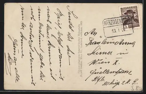 AK Herzogenburg /N. Ö., Ortsansicht mit Stift vom Flugzeug aus