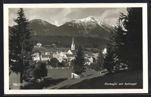 AK Hermagor, Ortsansicht vom Wald aus mit Spitzegel