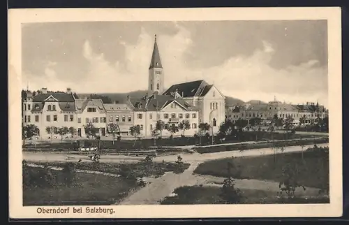 AK Neu-Oberndorf bei Salzburg, Ortspartie mit Kirche