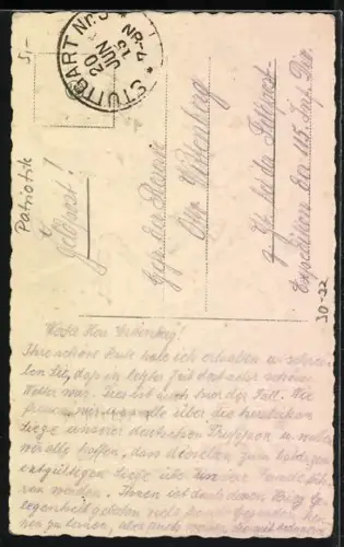 Künstler-AK Adler mit der Reichsfahne