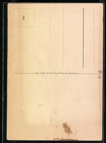 AK Mann blick durch eine Lupe auf ein Herz, Briefmarkensprache