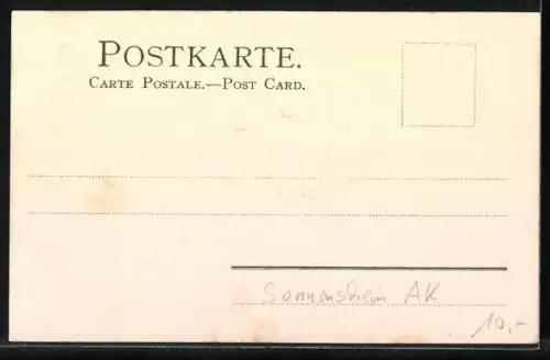 Sonnenschein-AK Strandpartie mit Sgelschiff / Fischerboot